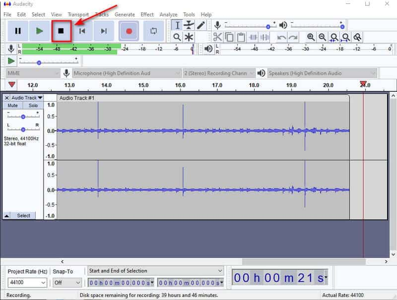 Fare clic sul pulsante Interrompi