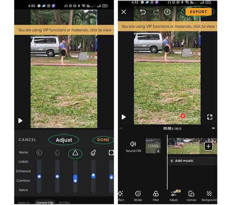 แก้ไขวิดีโอเบลอ VivaVideo Enhance