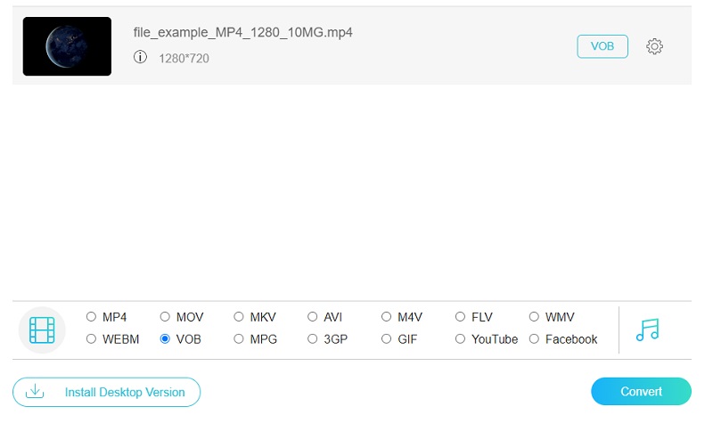 Vidmore Free Conversion Interface