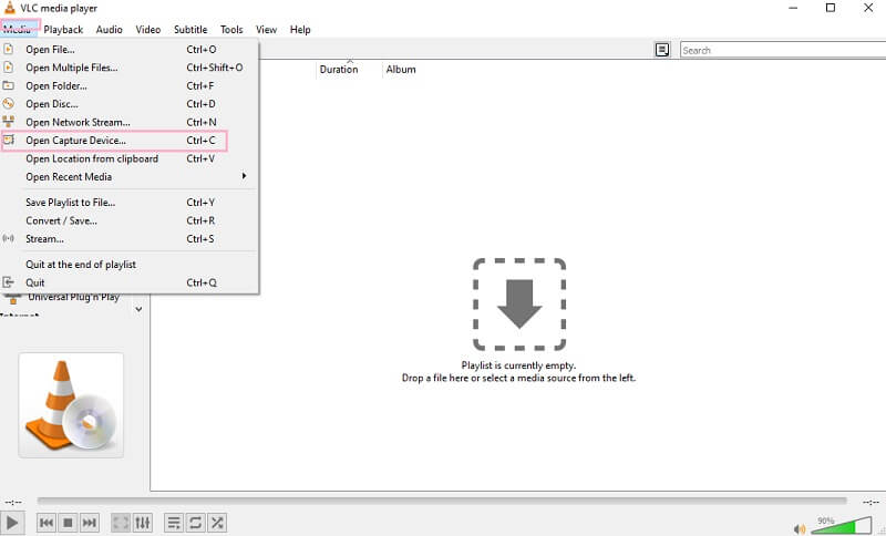 Média d'écran d'enregistrement VLC