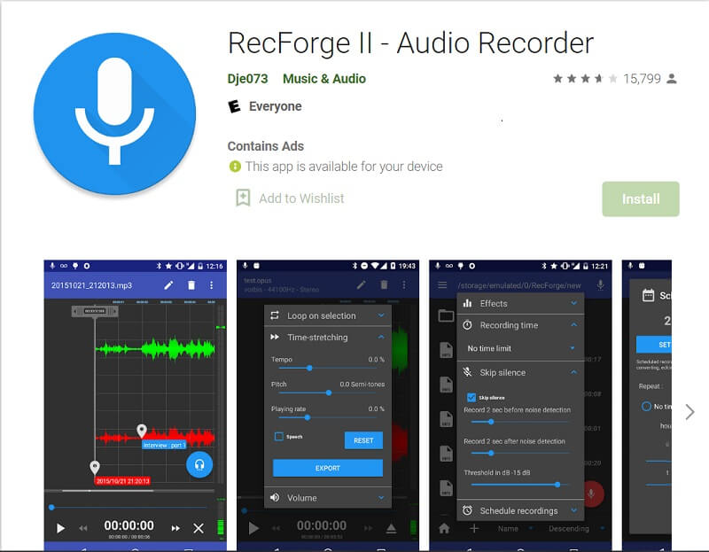 Beste recorder Android RecForge
