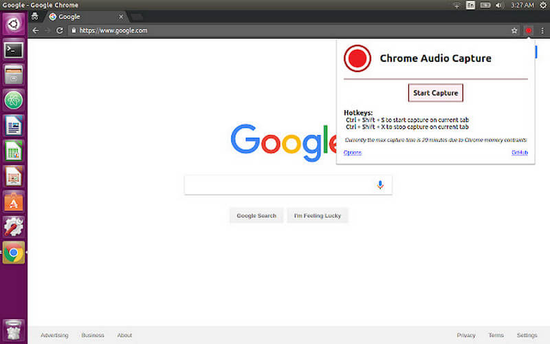 Acquisizione audio di Chrome