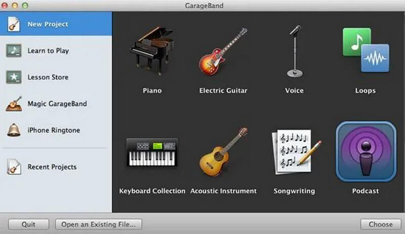 Avvia GarageBand