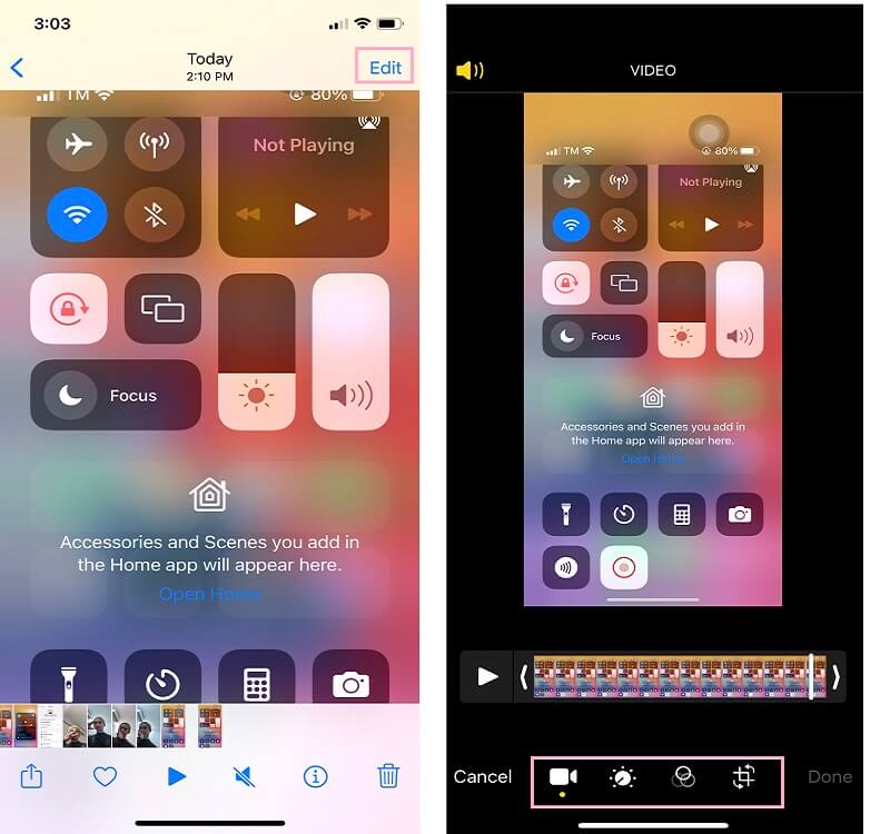 Enregistrement d'écran iPhone Modifier