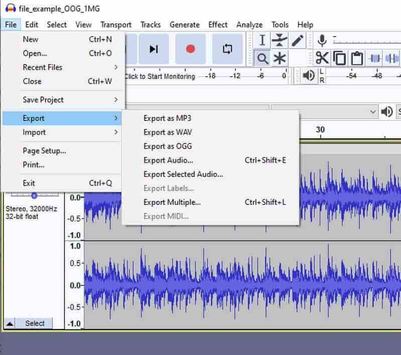 Export Audacity