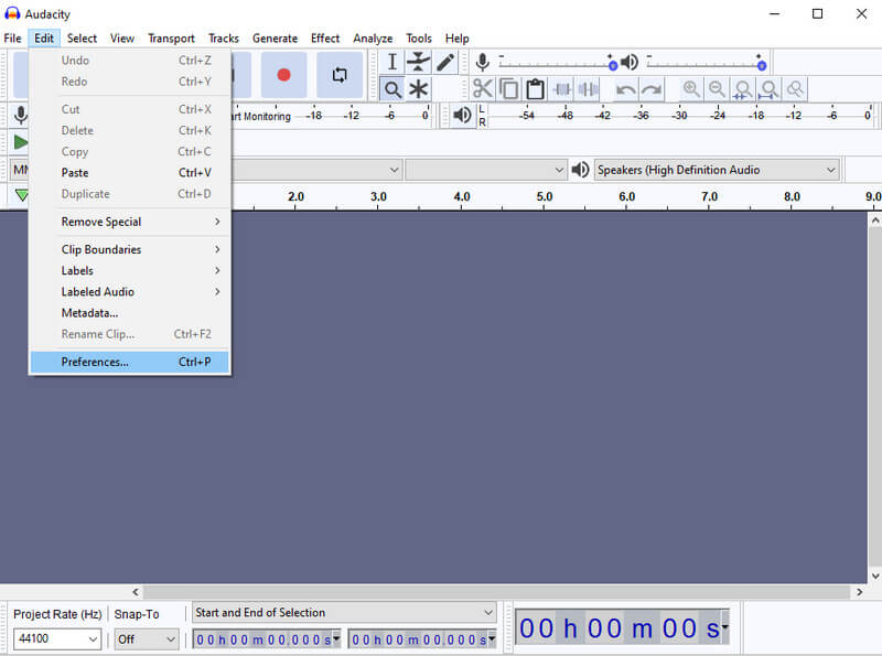 Verificare microfon Audacity