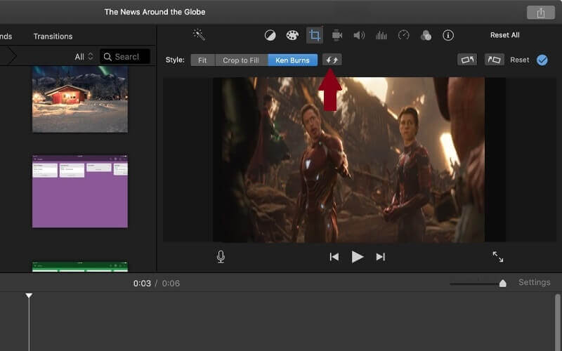 พลิกวิดีโอ iMovie