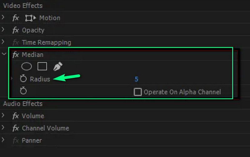 Adobe Premiere-Radius