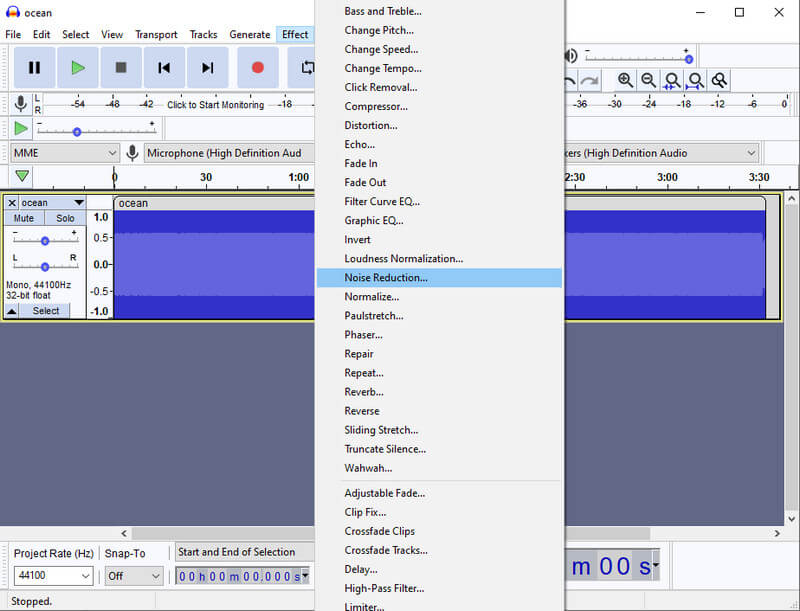 Audacity 노이즈 감소