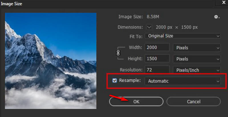 Rééchantillonnage Photoshop