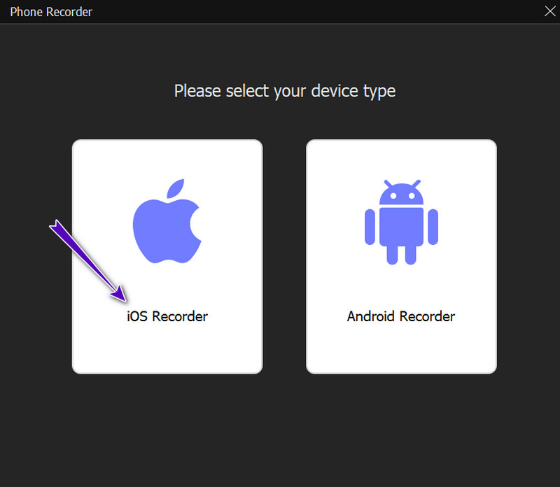 การเลือกเครื่องบันทึก AVAide iOS