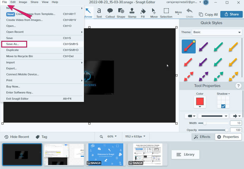 Snagit 編輯保存