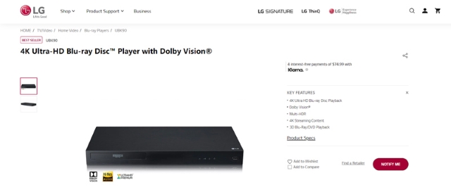 Reproductor de Blu-ray LG UBK90