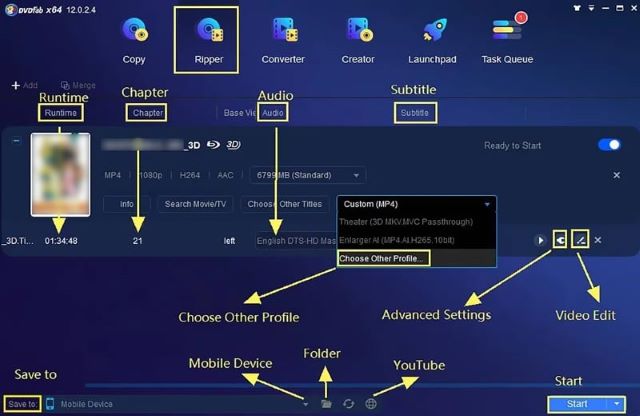 DVDFab ब्लू-रे रिपर के माध्यम से BD डिस्क को रिप करें