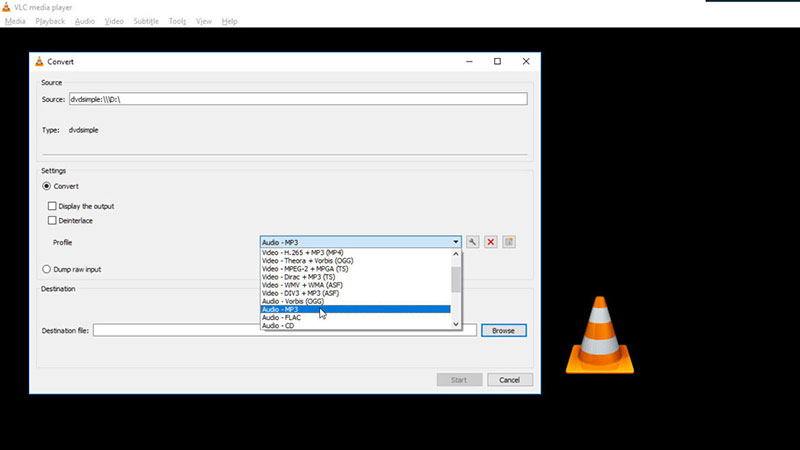 Selecteer MP4 VLC