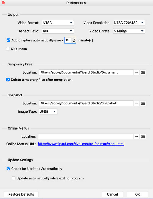 Change Preference