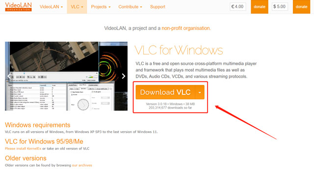 Lataa VLC for Windows 10 11 7 8