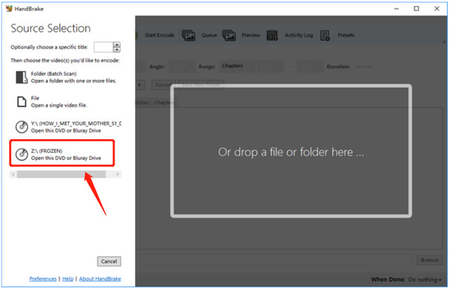 Load DVD to Handbrake
