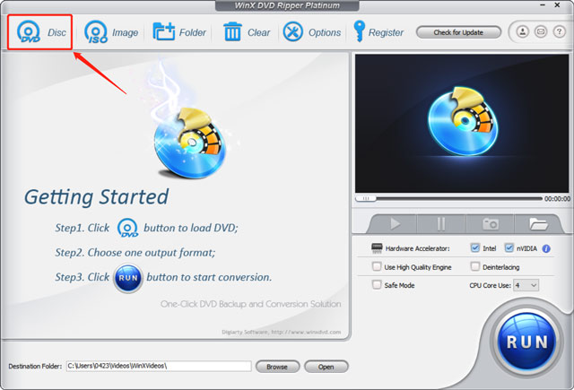Otvorite WinX DVD Ripper