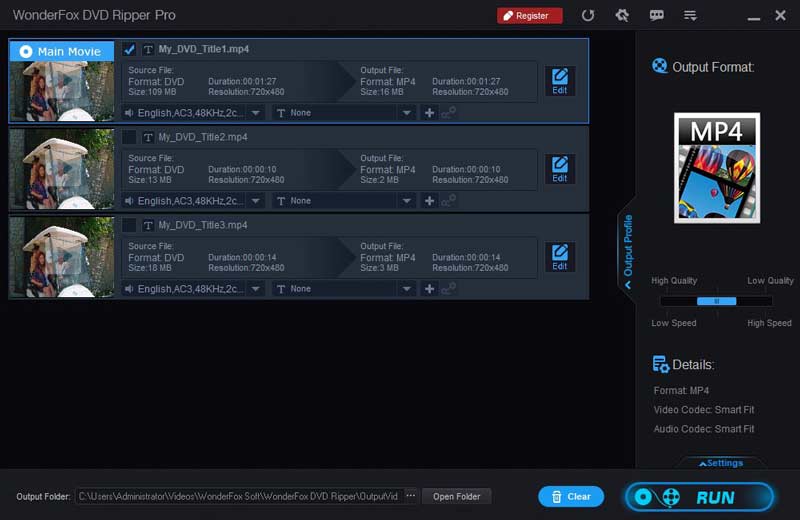 WonderFox DVD Ripper Pilih Format Output