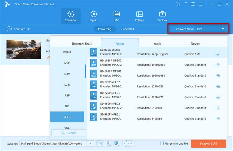 AVAide Converter Vælg Format