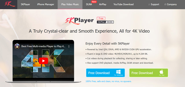 H265 เครื่องเล่น HEVC 5KPlayer