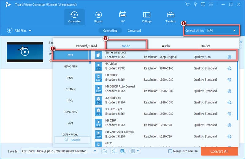 Selecione Converter tudo para