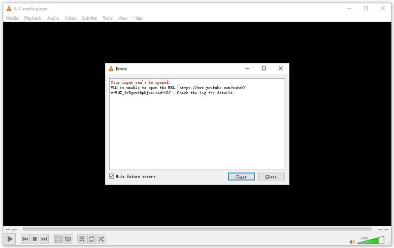 VLC 錯誤 YouTube