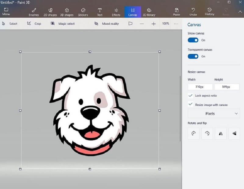 Дружелюбная собака на прозрачном фоне Paint3D