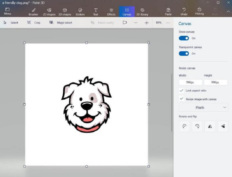 สุนัขที่เป็นมิตรพร้อม Paint3D พื้นหลัง