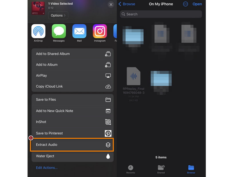 Extraer audio con acceso directo