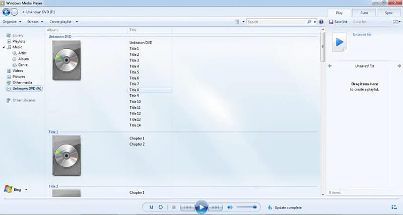 Windows Media Player で DVD を再生する方法