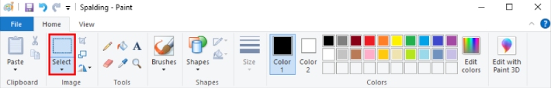 पेंट में सेलेक्ट पर क्लिक करें