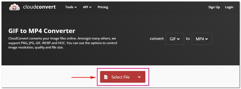 CloudConvert Convertir GIF a MP4