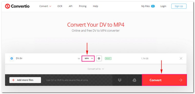 Convertio Tukar DV kepada MP4