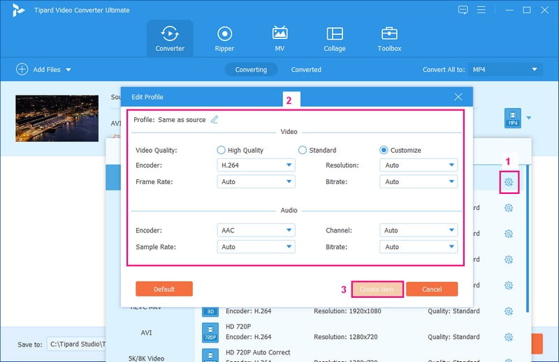 Personalizza le impostazioni di output