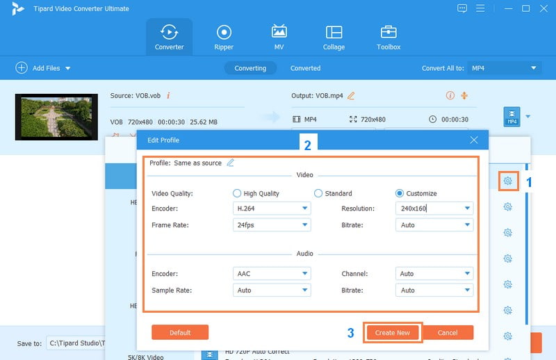 Sesuaikan Pengaturan Output MP4