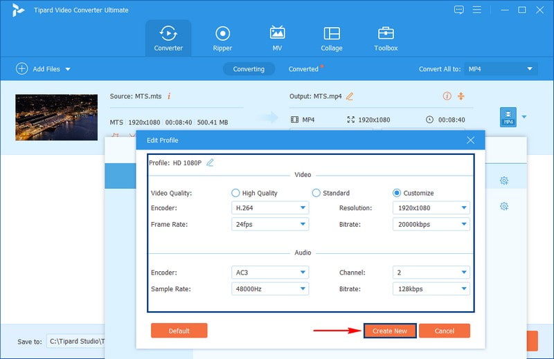 Personalize as configurações de saída