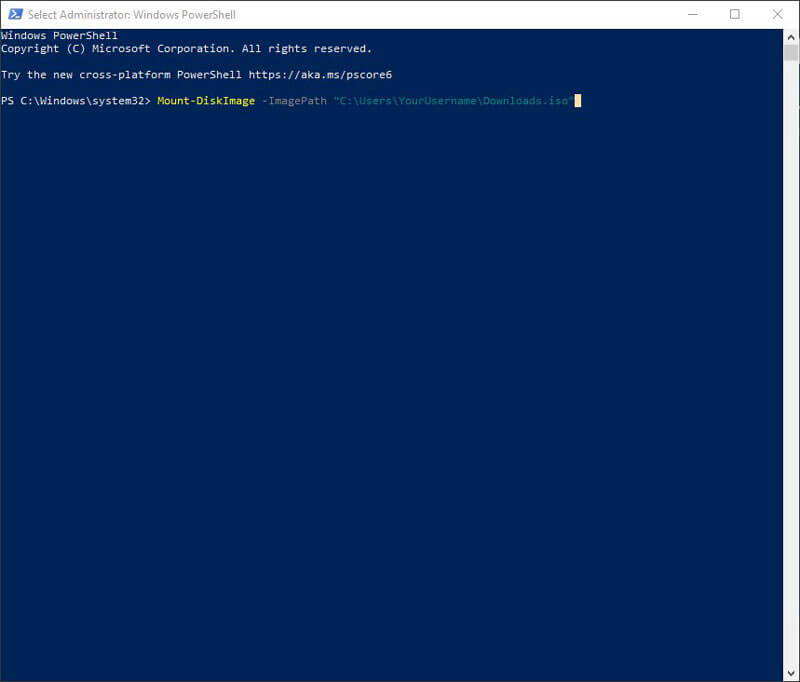 Mount With Windows PowerShell