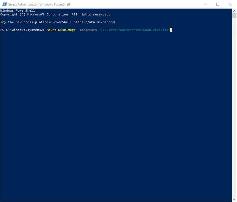 Montare con Windows PowerShell