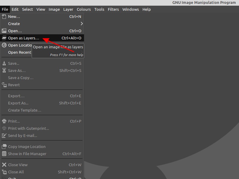 Apri come livelli in GIMP