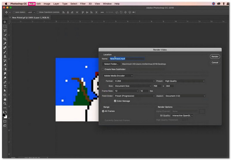 Photoshop convierte GIF a MP4