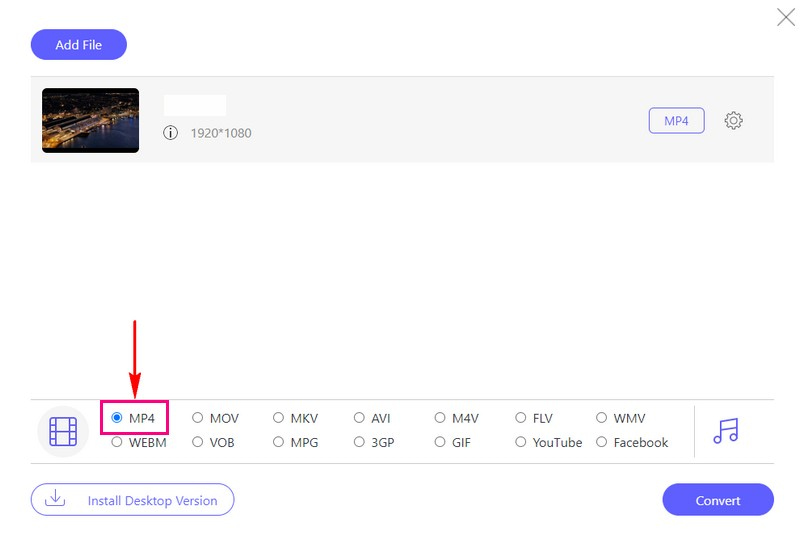 Pilih Format MP4 dari Daftar