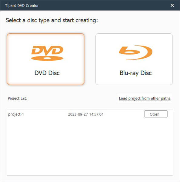 Select a Disc Type