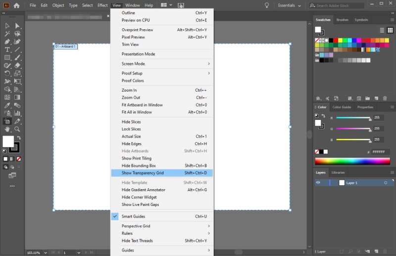 Tampilkan Grid Transparansi di Illustrator