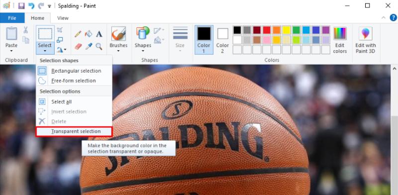 Selezione trasparente in Paint