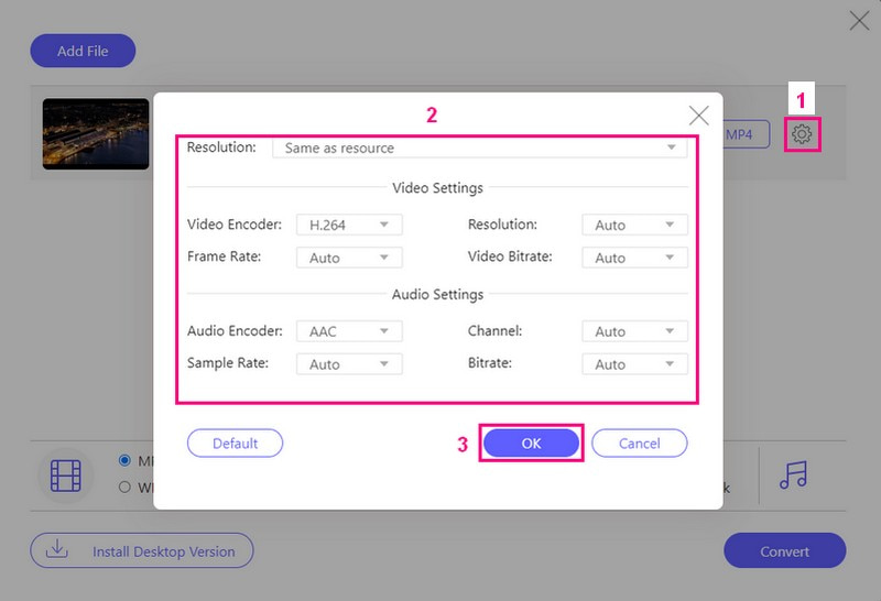 Cambie la configuración de video y audio como desee