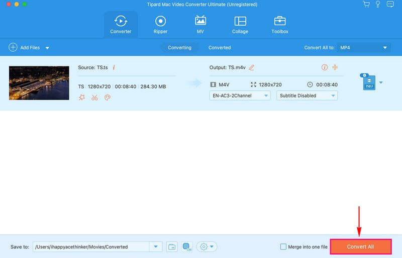 Convertir archivos de video TS al formato M4V