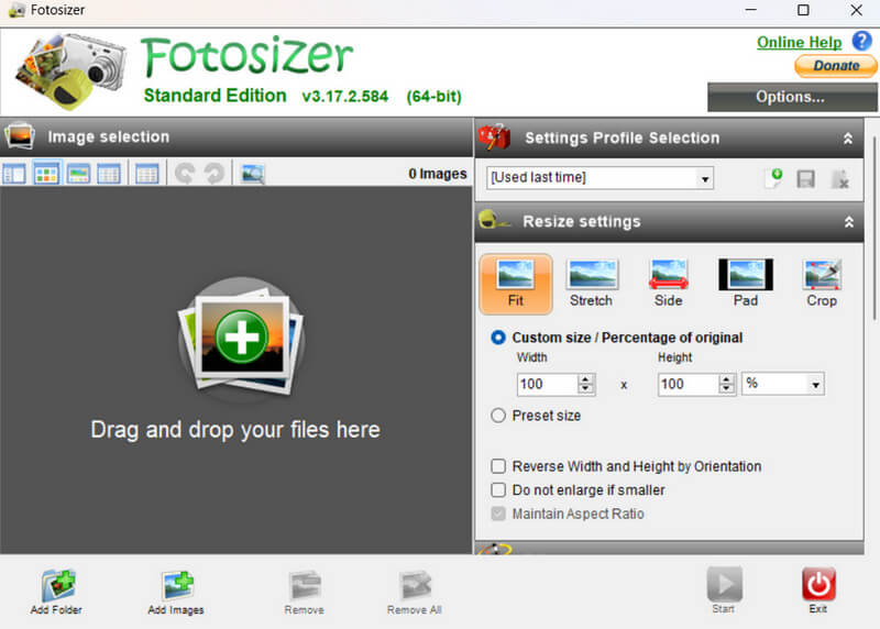 GUI של Fotorsizer