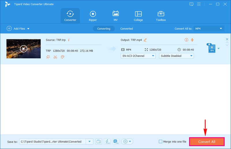 Comece a converter seu arquivo TRP para MP4